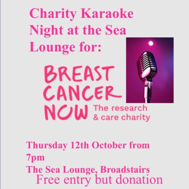 Image representing Charity Karaoke Night in aid of Breast Cancer Now from The Sea Lounge, Broadstairs